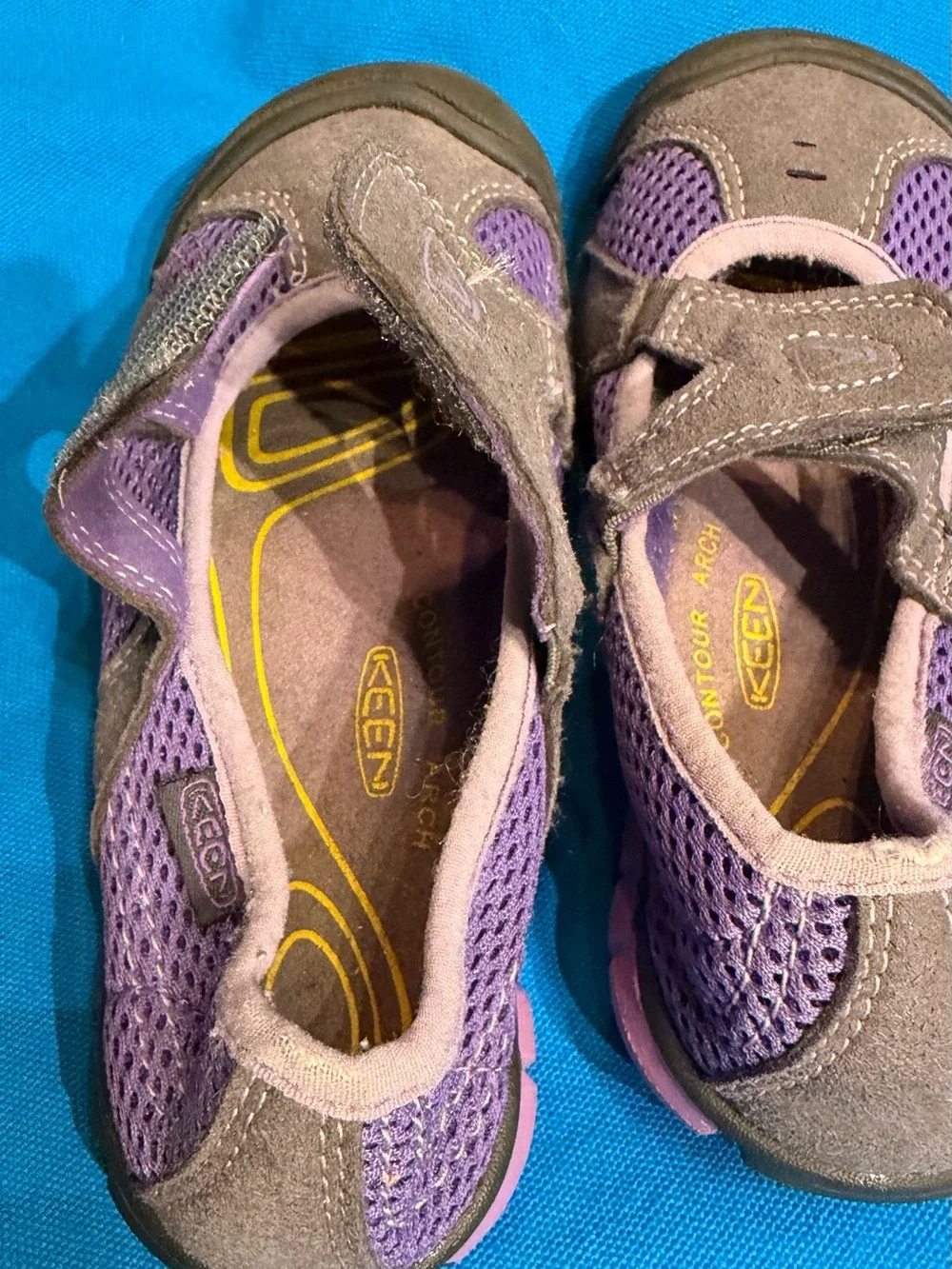 KEEN CNX sz 11 Purple Mesh/Gray Leather Hiking/Water Sandal